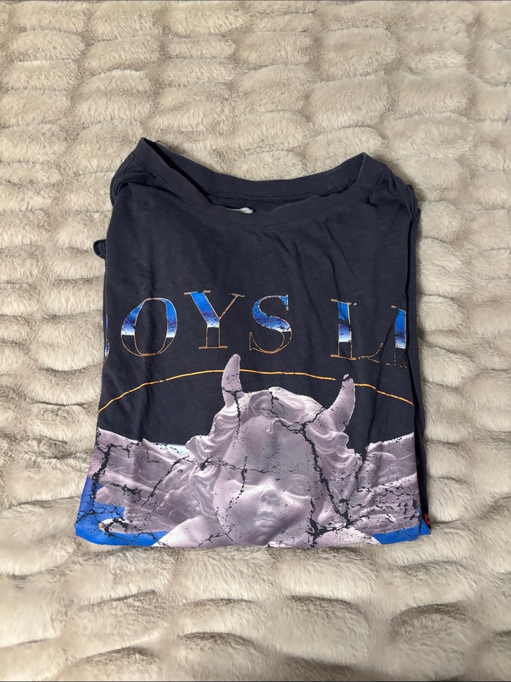 Boys Lie Tee In Dark Navy with Blue and Gray Statue Graphic